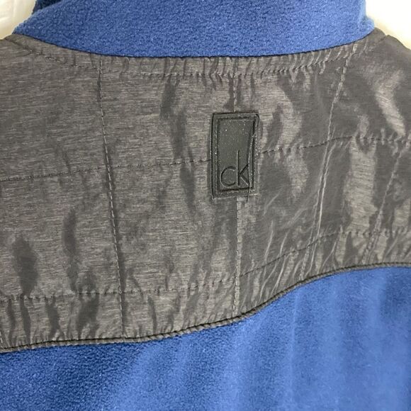 CALVIN KLEIN CK LOGO FULL ZIP  BLACK NAVY FLEECE JACKET Large - Picture 6 of 10